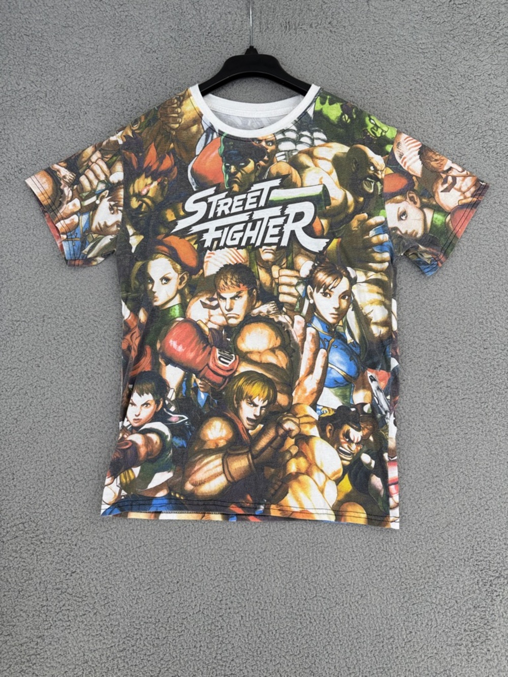 Street Fighter men’s large short sleeve AOP Graphic T-shirt Multi-Color Stretch